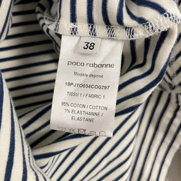 Paco Rabanne Striped Snap Button Asymmetric Drape Front Top - Picture 5 of 9